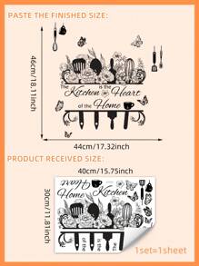 1pc New Creative Kitchen Utensils Sticker, Removable Wall Sticker For Restaurant, Kitchen And Home Decoration, Stickers, Wall Decal, Vinyl Decal For Home Decorations, Spring Decoration Items Refresh Your Home, Festival Decoration Stickers Gifts Birthday Graduation Kitchen Decor - Black and White - View 12