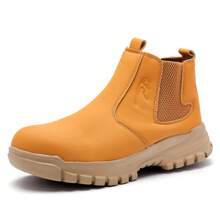 Men's Work Boots Anti-Skid Safety Shoes Leather Waterproof Work Shoes - Màu Khaki - Xem 1
