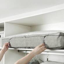1 件/2 件床下储物箱、壁橱整理器和储物箱、可折叠床下储物袋，用于存放毯子、毛巾、棉被、毛衣、亚麻床单、开学季学生校园储物 - 深灰色 - 查看 4