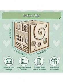 1pc Multi In One Yarn Box, Wooden Knitted Crochet Yarn Holder, Storage Box, Knitting Tool Storage Rack, DIY Yarn Toolbox - Brown - View 9