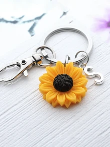 向日葵首字母钥匙扣、个性化向日葵吊坠钥匙扣、向日葵礼物、园艺礼物、自然、向日葵配饰、雏菊花礼物汽车配饰包饰学校字母可爱哥特 Y2k - 黃色 - 查看 3