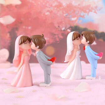 2 件微型景观 DIY 婚礼装饰、情侣蛋糕和汽车饰品、圣诞节