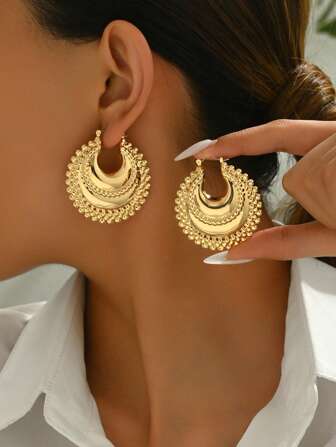 1 对不对称椭圆形福袋时尚潮流耳环适合女性日常佩戴