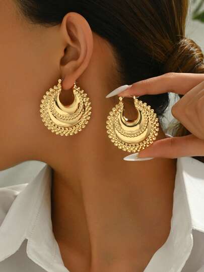 1 Pair Asymmetrical Oval Fortune Bag Fashionable Earrings Suitable For Daily Wear For Women