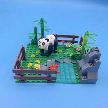 MOC Small Particle Assembly Building Blocks Farm Manor Ranch Field Scene Combination Sheep Pen Cowshed Chicken Coop Panda Bamboo Grove DIY Building Blocks Toy - Multicolor - View 10