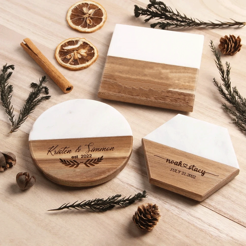 [Customization] Personalized Laser Engraved Coasters With Text - Coffee ...