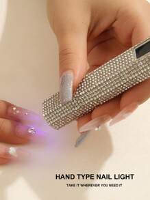 1件 USB 鑽石鑲嵌手持式充電 LED 美甲燈，附 LCD 螢幕，便攜迷你美甲烘乾燈，白色鑽石造型裝飾，適用凝膠指甲油，8顆高效 LED 燈珠，8倍放大鏡，快速高效美甲固化 - 彩色 - 查看 9