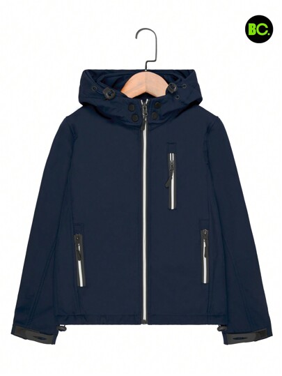 Chamarra Niño Juvenil Chaqueta Rompeviento Moderna Con Capucha Desmontable