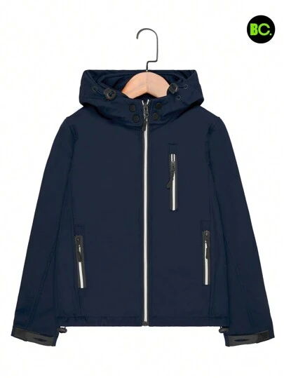 Chamarra Niño Juvenil Chaqueta Rompeviento Moderna Con Capucha Desmontable
