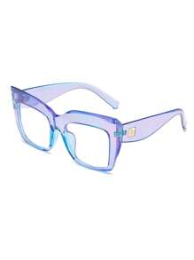 Fashion Oversized Frame Eyeglasses Clear Lens Perfect for Reading , Gaming , TV and Phones - Violet Purple - View 3