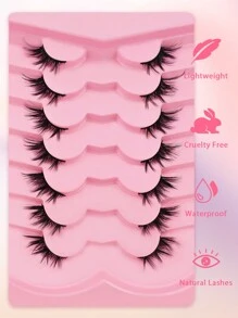 False Eyelashes 7 Pairs Cat Eye Tail Elongated Half Lashes 3/4 Corner Lashes Natural Look - Black - View 8