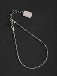 1pc Beach Style Women's Shiny Silver & Gold Stainless Steel Name Pendant Anklet - Silver - View 39