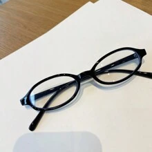 1pc Y2K Oval Black Eyeglasses Frame For Women Retro Small Decorative Glasses - Black - View 4