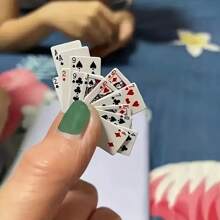 迷你扑克牌套装，旅行装扑克牌，适合多人玩的有趣纸牌游戏，适合娱乐派对、家庭聚会、节日、创意小礼物 - 彩色 - 查看 2