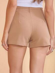 WUUW Women's Shorts Tie At The Waist Solid Colors One Size - 卡其色 - 查看 3