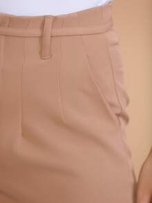 WUUW Women's Shorts Tie At The Waist Solid Colors One Size - 卡其色 - 查看 7