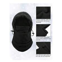 2件套冬季保暖抓绒针织拉法帽围巾男女通用，户外骑行滑雪面罩颈部保暖头套