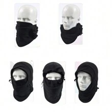 2件套冬季保暖抓绒针织拉法帽围巾男女通用，户外骑行滑雪面罩颈部保暖头套