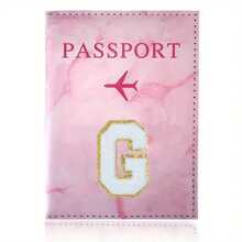 Chic Personalized Passport Holder For Women & Teens - Initial PU Leather Wallet With 26 Letter Patches, Stylish Travel Card Case, Perfect Unique Gift For Her, Enhance Your Jetset Style Travel Essentials School Back To School School Supplies Holiday Holiday Essentials Vacation Accessories Passport Cover - Dusty Pink - View 32