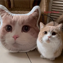 定制宠物形状照片枕头，双面印刷，个性化腰部支撑垫，适用于沙发和卧室装饰，理想的节日礼物 - 宠物，人，定制形状枕头，圣诞节， - 上傳圖片客製化抱枕 - 查看 1