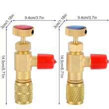 Válvula de Seguridad Líquida, 2 Piezas R410A R22 Aire Acondicionado Refrigerante 1/4"Adaptador de Seguridad Válvula de Carga de Refrigerante,Válvulas De Seguridad Para Cargar Refrigerante R410a Y R22 - Dorado - Ver 4