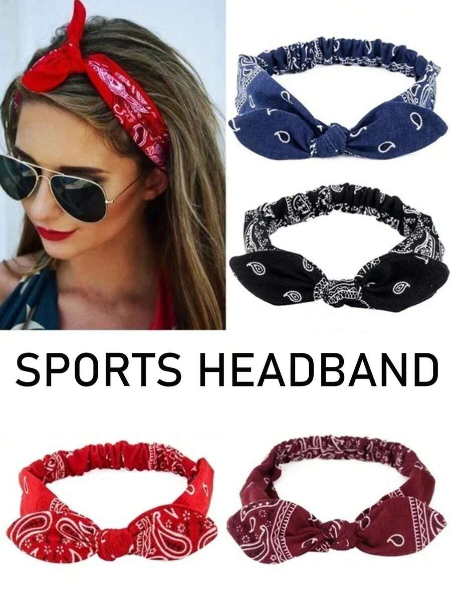 1pc Print Headbands Vintage Cross Knot Elastic Hairband Women Bandana For Women Girls New Soft Hair Bands Hair Accessories - Multicolor - View 1