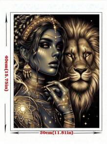 Gold Woman And Lion Diy Diamond Painting New 2025 Diamond Mosaic Kits For Adults,5D Diamond Art Kits With Full Round Diamond,Home Wall Decor Christmas Gift - Multicolor - View 4