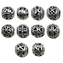 10/20 件混合古银隔珠散珠空心花丝珠合金珠隔珠适用于 DIY 项链手链珠宝制作配件 - 復古銀色 - 查看 6