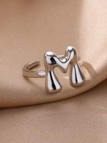 1PC Fashion 26 English Initial Chunky Rings For Women Men Opening 18K Gold Plated Smooth Stainless Steel Letter Ring European And American Style Finger Jewelry Accessories