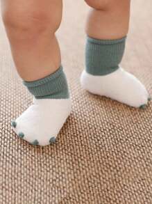2 Pairs Newborn Baby Socks, Warm Toddler Anti-Slip Cartoon Dinosaur Claw Socks For Fall/Winter - Multicolor - View 2