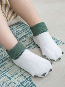 2 Pairs Newborn Baby Socks, Warm Toddler Anti-Slip Cartoon Dinosaur Claw Socks For Fall/Winter - Multicolor - View 3