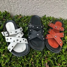 Women Flat Sandals - Màu be - Xem 3