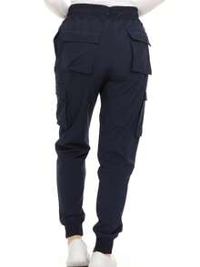 Women's Cargo Scrub Jogger Pants – 4-Way Stretch, Elastic Waist, Multiple Utility Pockets, Wrinkle-Resistant, Workwear For Nurses & Healthcare Professionals - 藏蓝色 - 查看 3