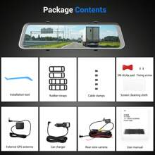 Cámara DVR para coche XGODY con espejo, GPS, doble lente, 12" 4K HD, cámara de visión trasera - Negro - Ver 11