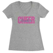 Cheerleader With Scripted Flair Ladies V-Neck T-Shirt - Màu hồng nhạt - Xem 5