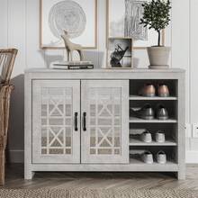 Isadora 2 Door Shoe Cabinet With Shelves - Dusty Gray Oak - View 1