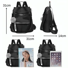 Women's Backpack Bag With Crossbody Strap And Back Waterproof Casual - 黑色 - 查看 7