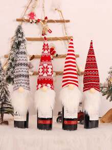 1 Stück Weihnachts-Weinflasche Dekorations-Set, Zwerg gesichtslose alte Männer Puppen Flaschen-Set Weihnachts Dekoration Wein, geeignet für Ferienfest Szenerie Layout Atmosphäre Dekoration, Flaschen Geschenksets, Heim Dekoration, Restaurant, Bar, Café, Hochzeit, Party Dekoration, Freundschaftsgeschenk, Weihnachtsgeschenk, Neujahrsgeschenk, Weihnachtsgeschenke, Frohe Weihnachten, für Outdoor, Camping