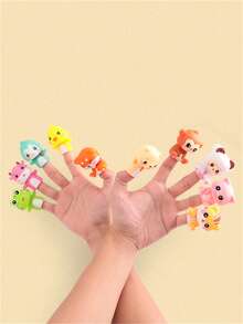 1pc/Set 5pcs Storytelling Little Pig, Lamb, Cow Hand Puppets, Rubber Animal Finger Puppets Dolls - Multicolor - View 1