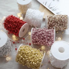 1 pieza Cadena de cuentas de línea sólida de color limón de 10m, cadena de cuentas de línea de pesca para decoración de árbol de Navidad, adecuada para decoración navideña