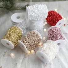 1 pieza Cadena de cuentas de línea sólida de color limón de 10m, cadena de cuentas de línea de pesca para decoración de árbol de Navidad, adecuada para decoración navideña