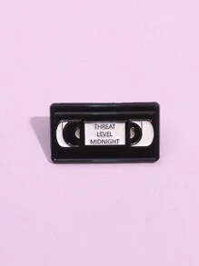 1pc THREAT LEVEL MIDNIGHT  Enamel Pin The VHS Tape Badge Black Cassette Brooch Music Jewelry Unisex Festival Halloween Present