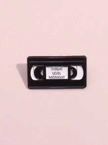 1pc THREAT LEVEL MIDNIGHT  Enamel Pin The VHS Tape Badge Black Cassette Brooch Music Jewelry Unisex Festival Halloween Present