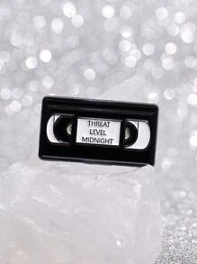 1pc THREAT LEVEL MIDNIGHT  Enamel Pin The VHS Tape Badge Black Cassette Brooch Music Jewelry Unisex Festival Halloween Present