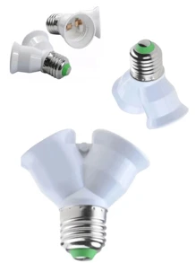 Double E27 Lamp Socket With Socket Holder With On/Off Bivolt Switch - trắng - Xem 5