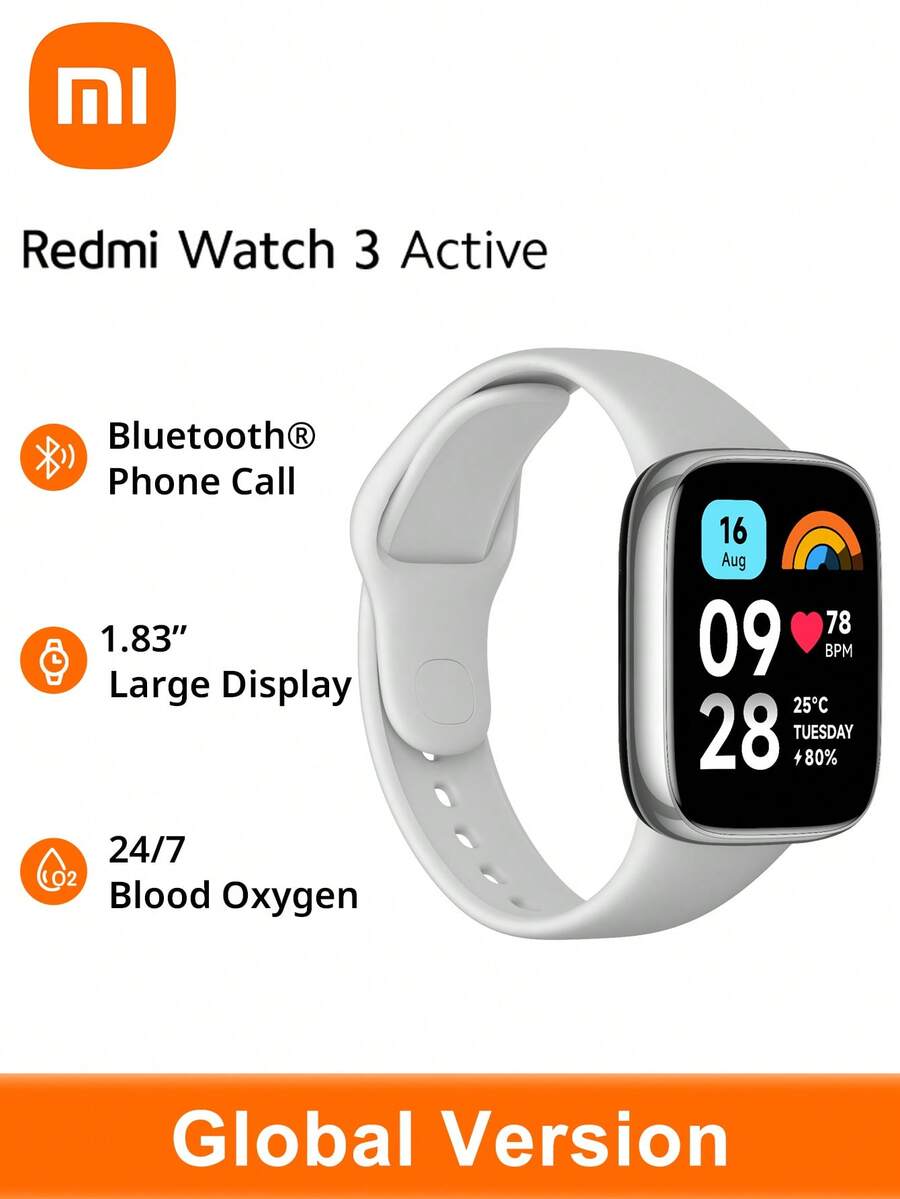 Xiaomi Redmi Watch 3 Active Global Version 1.83" Display Monitor Heart Rate Smart Watch Bluetooth Phone Call Blood Oxygen - Grey - View 1