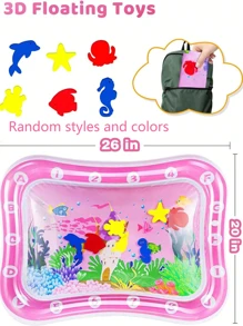 1pc Inflatable Slapping Pad, Baby Water Mat, Suitable For 3-24 Months Infants, Strengthens Baby Muscles, Portable Pink Baby Toy (Random Floating Ocean Creature Toy - Recommend Supervised Use)Baby Play Mat,Baby Toys Newborn,2 Year Old Toys,Play Mat For Kids,Baby Crawling Mat,Toys,Baby Toys,Baby Play Mat,Play Mat,Baby Toys,Baby Play Mat,Baby Toy,Baby Girl Toy,Toys,Pink