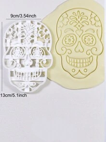 1 pieza Cortador de galletas con sello de calavera de Halloween, herramienta decorativa de repostería y manualidades - Multicolor - Ver 8