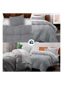 Juego de Funda Duvet para Edredon Individual - Gris - Ver 7