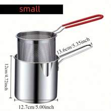 304 Stainless Steel Deep Fryer, With Fry Basket And Pasta Strainer - Mini Tempura Cooking Pot, Suitable For Frying Fries, Chicken, Meatballs Etc. - Multi-Function Kitchen Cookware Seafood Boil - Silver - View 9